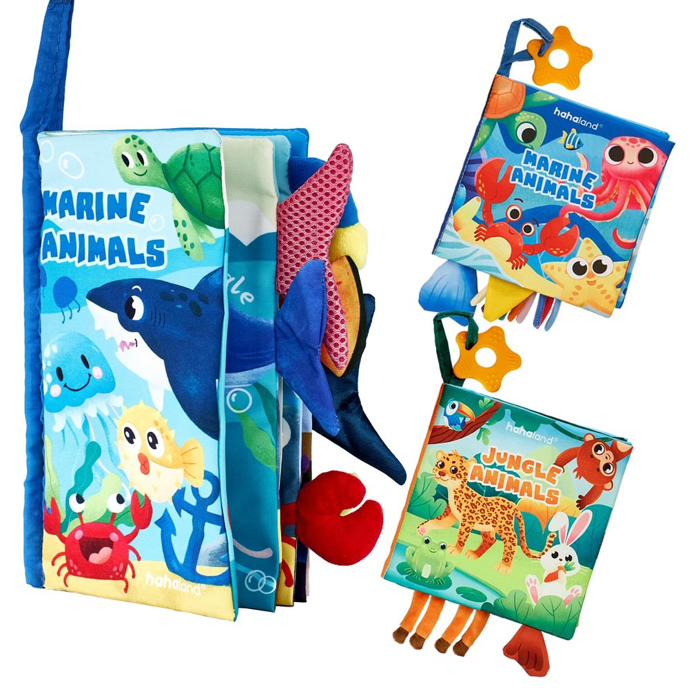 hahaland Baby Books 0-6 Months,Infant Tummy Time Toy High Contrast Sensory Baby Toys 6 to 12 Months Touch Feel Book Gift Christmas Stocking Stuffers for Boy Girl 0-3 Months Book Early Learning Toy