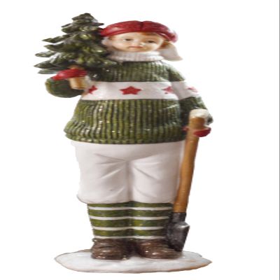 18 Inch Vintage Style Doll in White Dress Hat with Display Stand | Christmas Figurine for Home Decoration (White)