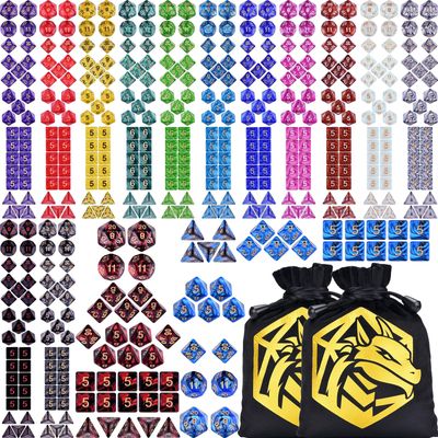 Amiven Extended Dice RPG Set 15 x 31 Polyhedral Dice (465 Piece) for DND 5e Tabletop Adventure Games (15 Colors)