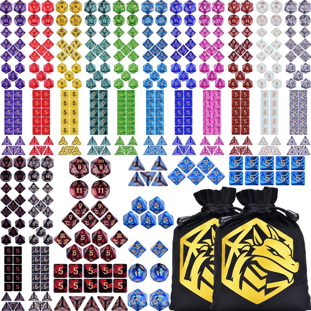 Amiven Extended Dice RPG Set 15 x 31 Polyhedral Dice (465 Piece) for DND 5e Tabletop Adventure Games (15 Colors)