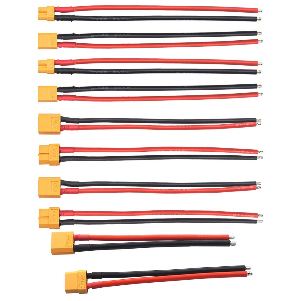 10AWG XT90 Cable XT-90 Plug Male Female Connector 150mm Silicon Wire & 5.9" XT30 Plug & XT60 XT-60 Plug Male Female Connector Adapter with 14AWG Cable