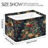 Maunzc Christmas Tree Pattern Storage Bins Collapsible Storage Basket with Metal Frame, Fabric Shelves Bins Closet Baskets with Handles, 2-Pack view 3