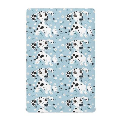 KICPOAY Fitted Crib Sheets Cute Dalmatian Dog Flower Blue Stretchy Portable Playard Sheets for Baby Toddler, Breathable Soft Mini Crib Mattress 39 x 27 in for Boys and Girls