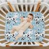 KICPOAY Fitted Crib Sheets Cute Dalmatian Dog Flower Blue Stretchy Portable Playard Sheets for Baby Toddler, Breathable Soft Mini Crib Mattress 39 x 27 in for Boys and Girls view 2