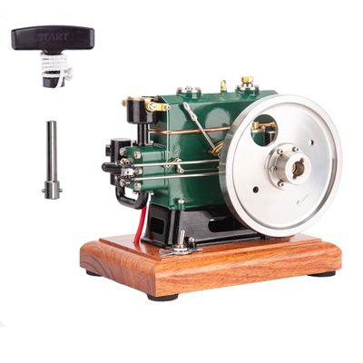 ConGamefun Mini Vintage Single Cylinder 4-Stroke Working Engine Model,1/8 Scale Realistic Mechanical Engine for Hobbyists and Collectors-Gifts for Men (Wooden Base RTR Version)
