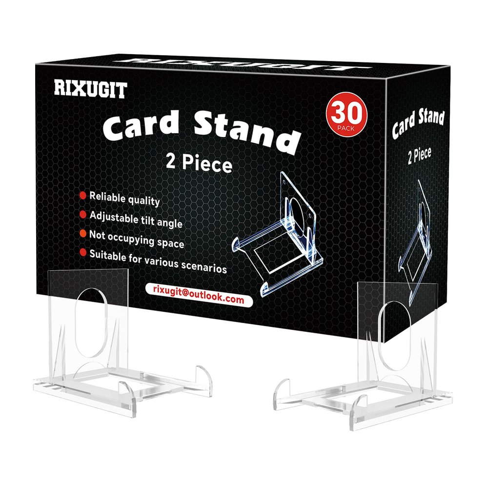 30-Pack 2-Piece Card Display Stands - baseball card stand, Small Stand for Card Holder, Card Stand, Transparent Display Stand for Magnetic Card Case, Showcase Top Loaders,Hard Sleevse Display Stand
