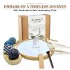 Zen Garden Kit for Desk - Premium Beautiful Japanese Mini Zen Sand Garden Box Gift Set for Home Decor, Office Desk with Large Round Bamboo Tray, White Sand, 4 Sand Spheres & Spheres Holder view 3