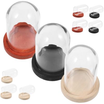 Unomor 10sets Mini Glass Cloche Dome with Base Clear Display Case for Preserved Flowers Plants and Decorative Home Decor for Aesthetic Displays and Dollhouse Accents