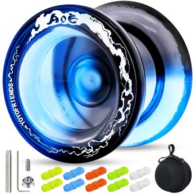AOE Responsive Yoyo Professional for Kids 8-12 Above, Unresponsive Yoyo with Deep Finger Dimples for Spin Tricks with 10 Strings, Case, Accessory Kit