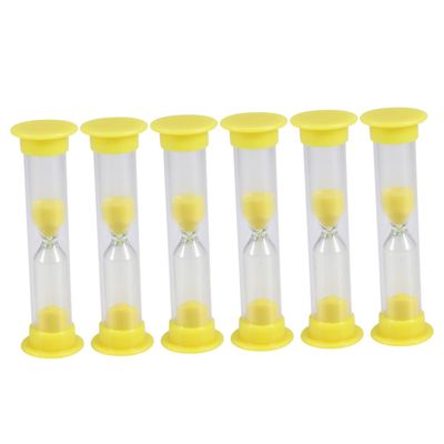 KICHOUSE 6pcs Mini Sandglass Timer for Boy Girl Plastic Sand Clock Fun Toothbrush Timer for Games and Exercise