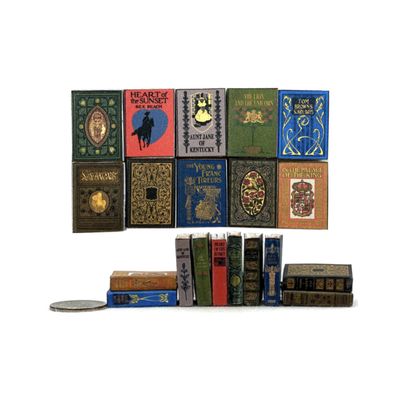 10 pc Prop Books Set Miniature Dollhouse 1/12 Scale Faux Books Victorian Style Book Set