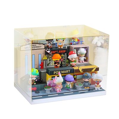 Social University Series Theme Display Box Transparent Organic Glass Display Rack Acrylic Blind Box Handmade Toy Dustproof Display Cabinet Thickened Display Window