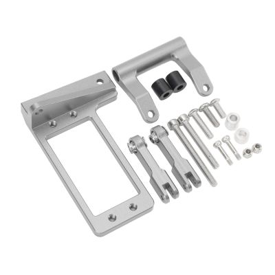 1/10 Aluminum Alloy Hydraulic Rod with Servo Mount Kit, Aluminium Servo Mount with Hydraulic Steering Link for Model Car Off Road Adventure, Grey