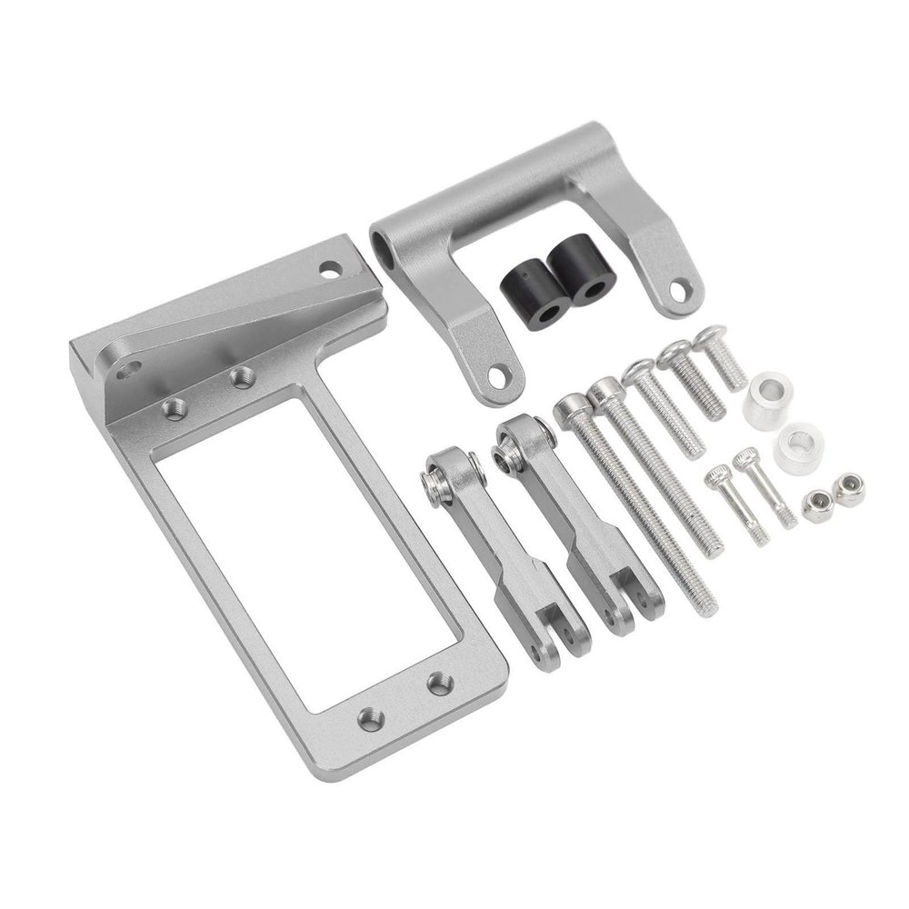 1/10 Aluminum Alloy Hydraulic Rod with Servo Mount Kit, Aluminium Servo Mount with Hydraulic Steering Link for Model Car Off Road Adventure, Grey