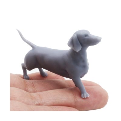 1:12 Scale Dachshund Miniature Cute Dollhouse Figurine, Small DIY Diorama Pet by Stereocat (Female (63mm), Unpainted Gray)