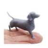 1:12 Scale Dachshund Miniature Cute Dollhouse Figurine, Small DIY Diorama Pet by Stereocat (Female (63mm), Unpainted Gray) view 1