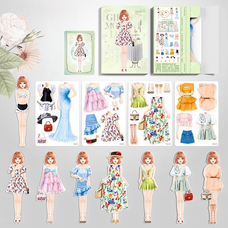 Magnetic Princess Dress Up Paper Doll, 2025 Paper Dolls Magnetic Dress Up Dolls for Girls Ages 4-7, Pretend Play Toys Magnet People Clothes Puzzles Game for Girls Imagine Set Birthday Gift (C Set)