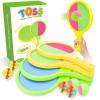 shuangjishan Toss and Catch Game for Kids: Toss and Catch Balls Set of 2 - Outdoor Catching Ball Paddle Toys for Ages 3+ Beach Paddle Ball Sets for Yard, Backyard, Summer view 1