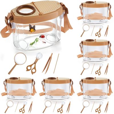 36 Pcs Bug Catcher for Kids, Bug Catching Kit with Insect Transfer, Tweezers, Magnifying Glasses, Sticks, Observation Cages, Shoulder Straps for Kids Gift(Beige)