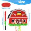 WERNNSAI Red Farm Animal Piata - Farm Baby Shower Decorations Animal Pinata Party Game for Kids Birthday Celebrations Milk Farm Party Favor Supply with Bat Blindfold view 3