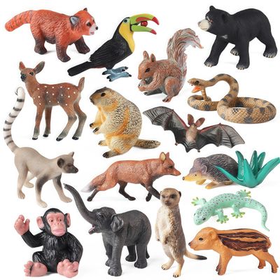 16PCS Forest Animals Baby Figures, Woodland Creatures Baby Toy Figurines, Miniature Toys Cake Toppers Cupcake Toppers Birthday Gift Educational Toys for Kids