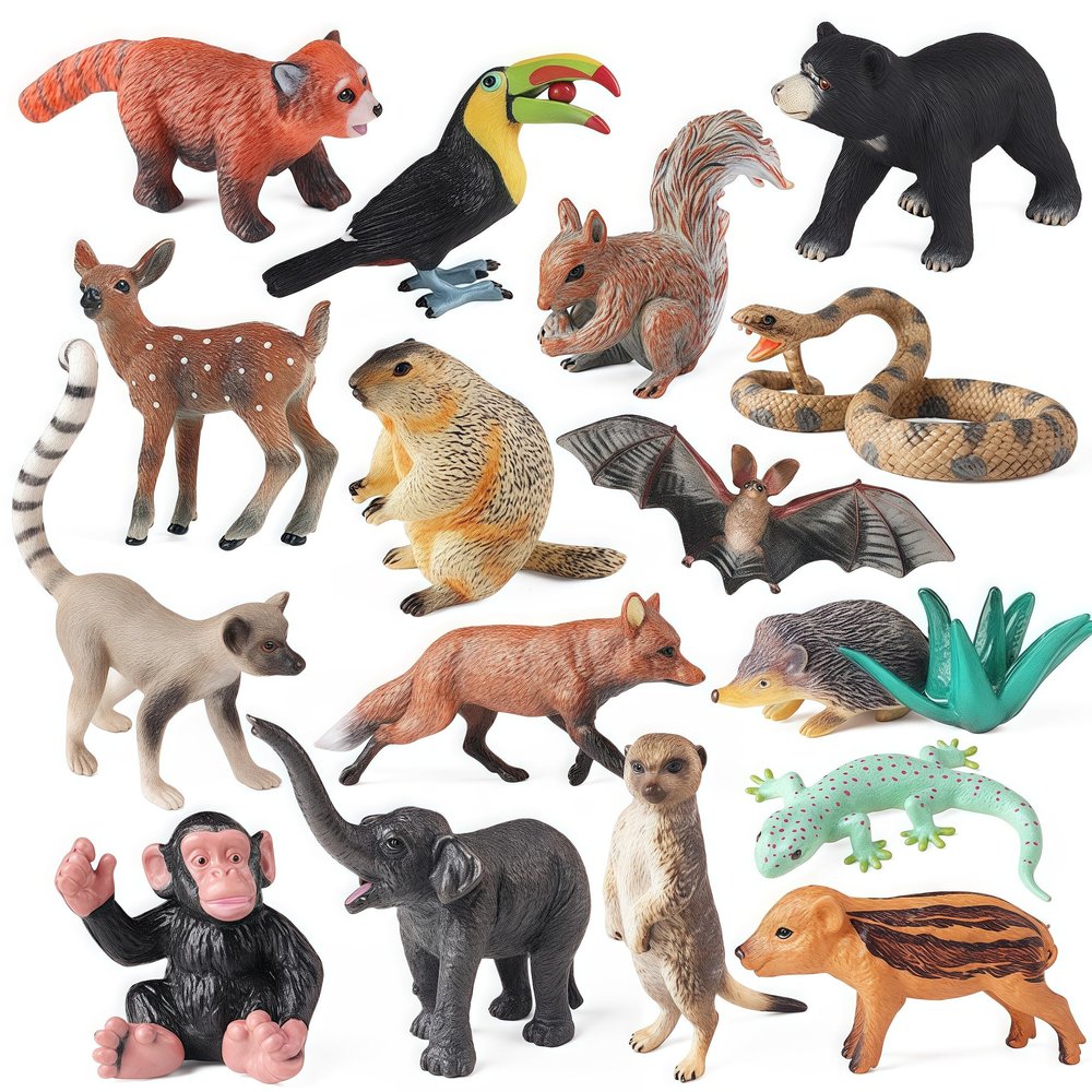 16PCS Forest Animals Baby Figures, Woodland Creatures Baby Toy Figurines, Miniature Toys Cake Toppers Cupcake Toppers Birthday Gift Educational Toys for Kids