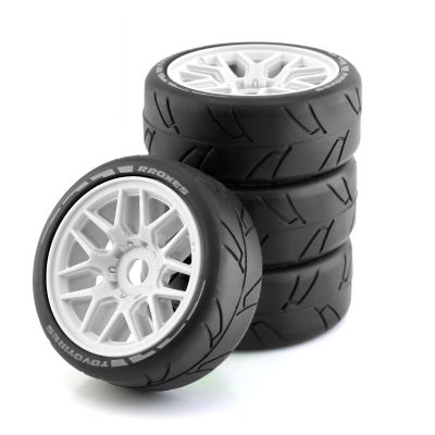 1/8 RC On-Road tires 4 Pcs 103mm Road Touring tires Plastic wheels 12mm Hex Suitable for most of the 1/8 RC On-Road tires, such as Jingshang, Hongnuo ZD R88 etc. (White)