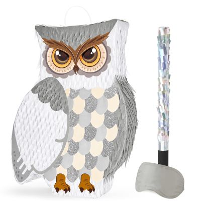 WERNNSAI Night Owl Piata - Owl Wicked Pinata Hanging Woodland Forest Party Decorations for Kids Birthday Animal Shower Party Game Favor, with Blindfold and Bat