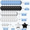 10th Birthday Decorations, Dusty Blue 10 Birthday Decorations for Boys Girls, Blue Sliver Black Birthday Party Decor with Happy Birthday Banner, Number Balloons, Foil Balloons, Swirl view 3