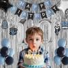 10th Birthday Decorations, Dusty Blue 10 Birthday Decorations for Boys Girls, Blue Sliver Black Birthday Party Decor with Happy Birthday Banner, Number Balloons, Foil Balloons, Swirl view 4
