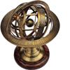 Antique Brass 11" Armillary Sphere Globe Astrolabe Zodiac Engraved Celestial Globe Wooden Base view 4