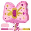 WERNNSAI Pink Bow Piata - Girls Birthday Party Decoration Bow Tie Piata with Blindfold and Bat for Kids Princess Theme Party Supplies favors view 1
