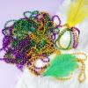 102 PCS Mardi Gras Beads, 33'' Metallic Gold Green Purple Mardi Gras Beads Necklaces Mardi Gras Necklaces Accessories Bulk Carnival Bead Necklace for Mardi Gras Parade Throws Party Decorations Favors view 4