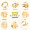 GLACER 8-in-1 Jungle Gym, Wooden Indoor Climbing Gym w/Slide, Swing, Monkey Bars, Rope Ladder, Climbing Rock & Net, Gymnastic Rings, Sturdy Indoor Playground for Boys Girls Ages 3+ (Natural) view 3