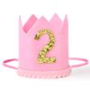 BAOBAOJOY 2nd Pink Birthday Crown for Boys, Cute Birthday Party Crown Hat for Boys and Girls(2 Pink Hat) view 1