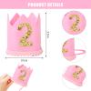 BAOBAOJOY 2nd Pink Birthday Crown for Boys, Cute Birthday Party Crown Hat for Boys and Girls(2 Pink Hat) view 2