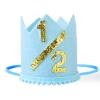 BAOBAOJOY 1/2 Blue Crown Hat for Boys, Cute Birthday Party Crown for Boys and Girls, Birthday Party Decorations(1/2 Blue Hat) view 1