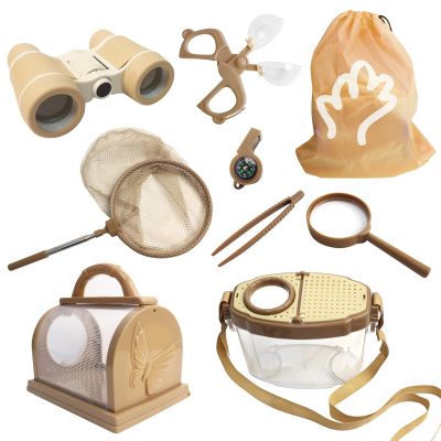 Bug Catcher for Kids Explorer Kit Kids Bug Catching Kit, Bug Catcher Kit for Kid with Binoculars, Magnifying Glass, Butterfly Kit for Aged 3+ (Brown)