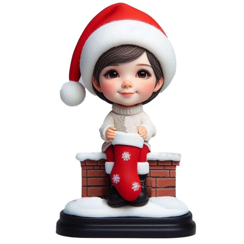 Christmas Custom Bobblehead Figurine,Just Based on Your Face Photo,Female Handmade Bobbleheads Customized Figurine as a Gift for Christmas Gifting