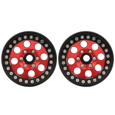4PCS 1.9 Inch Wheels RC Car Aluminum Beadlock Rim Hub for hsp, redcat, hpi, axial Brand car (Black Red