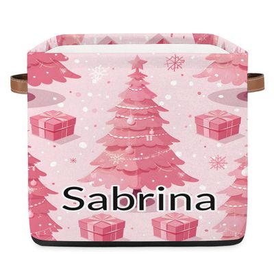 Voloreju Kids Custom Christmas Gifts Storage Basket Organizer with Handles for Boys Girls Personalized Kitchen Storage Basket with Name Square Laundry Hamper