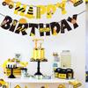 17 Pack Construction Vehicles Cake Toppers Set Acrylic Number 4 Cake Picks Road Sign Tower Digger Cupcake Toppers for Construction Theme Baby Shower Kids 4th Birthday Party Cake Decorations Supplies view 4