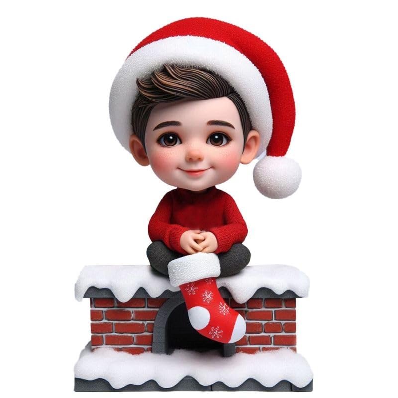 Christmas Custom Bobblehead Figurine,Just Based on Your Face Photo,Man Handmade Bobbleheads Customized Figurine as a Gift for Christmas Gifting