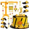 17 Pack Construction Vehicles Cake Toppers Set Road Sign Tower Digger Cupcake Toppers Acrylic Number 2 Cake Picks for Construction Theme Baby Shower Kids 2nd Birthday Party Cake Decorations Supplies view 1