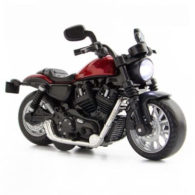Collection Motorcycle Model Light & Sound Effect Diecast Birthday Gift 1/14 for Harley Alloy(Red)