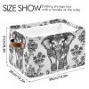 Nander Retro Style Black and White Elephant Storage Basket 1PCS,Foldable Storage Bin Waterproof Laundry Basket Storage Box with Handle for Home Closet & Office Living Room view 3