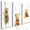 GUBIYU Funny Animal Bear Art Wall Decor Woodland Nursery Wall Art Bears Canvas Prints Bear Posters Cute Bear's Life in Forest Pictures Paintings for Boys Girls Nursery Room Decoration Large 20"x28" view 1