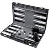 Backgammon Set Portable Travel, Folding Chess Board Game with PU Leather, Business Entertainment Strategy Game, Suitable for Adults and Kids, Black (Black) view 2