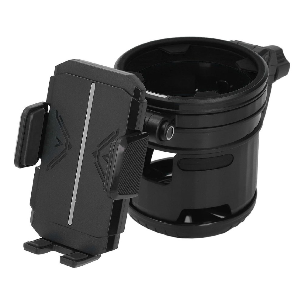 2 in 1 Cup Holder for Pram, Universal Stroller Cup Holder, Drink Coffee Cup Holder with Phone Holder Organizer for Stroller, Pushchair, Buggy, Bike (Black)