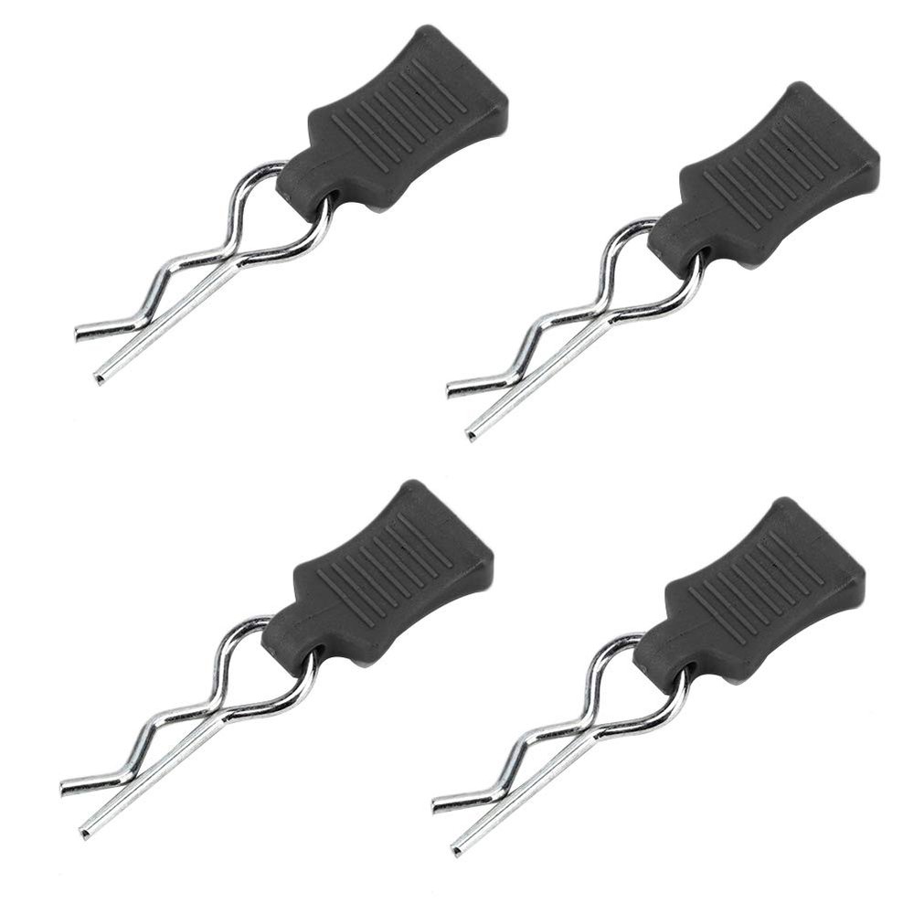 NOENNULL 4pcs Universal RC Car Body Clips with Pull Tabs Pins for 1/8 1/10 1/12 RC Car Shell Replacement Parts (Black)